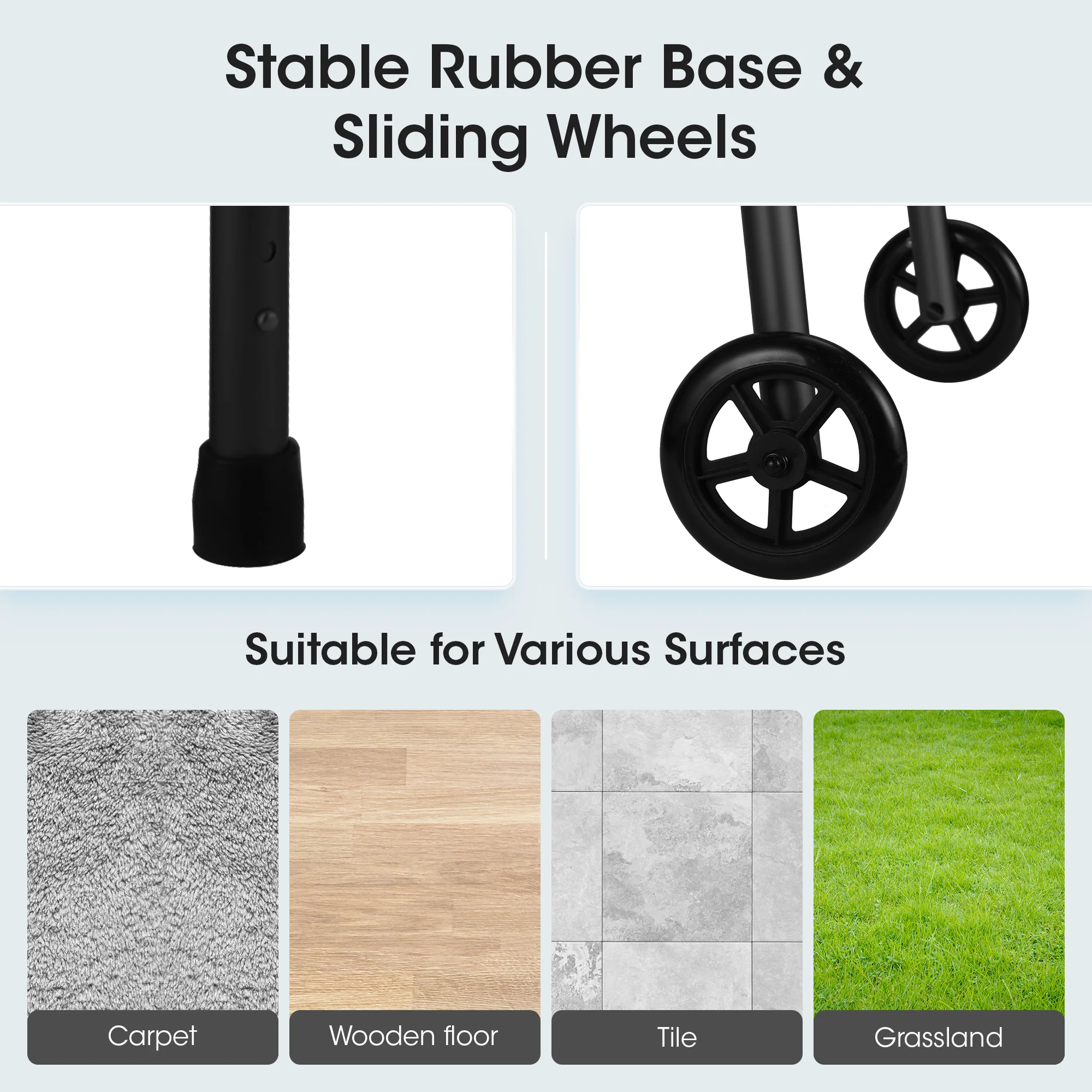 MaxKare Folding Walker with Wheels, 8 Levels Adjustable Height 30.5"-37.5", 300lbs Weight Capacity, Lightweight, for Senior, Black - Image 3