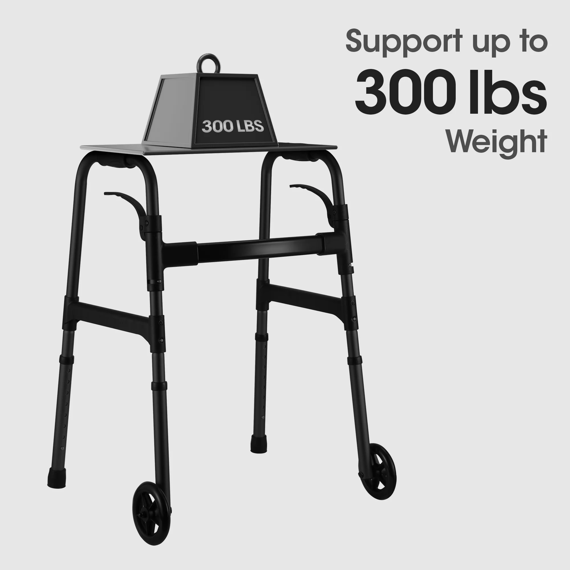 MaxKare Folding Walker with Wheels, 8 Levels Adjustable Height 30.5"-37.5", 300lbs Weight Capacity, Lightweight, for Senior, Black - Image 6