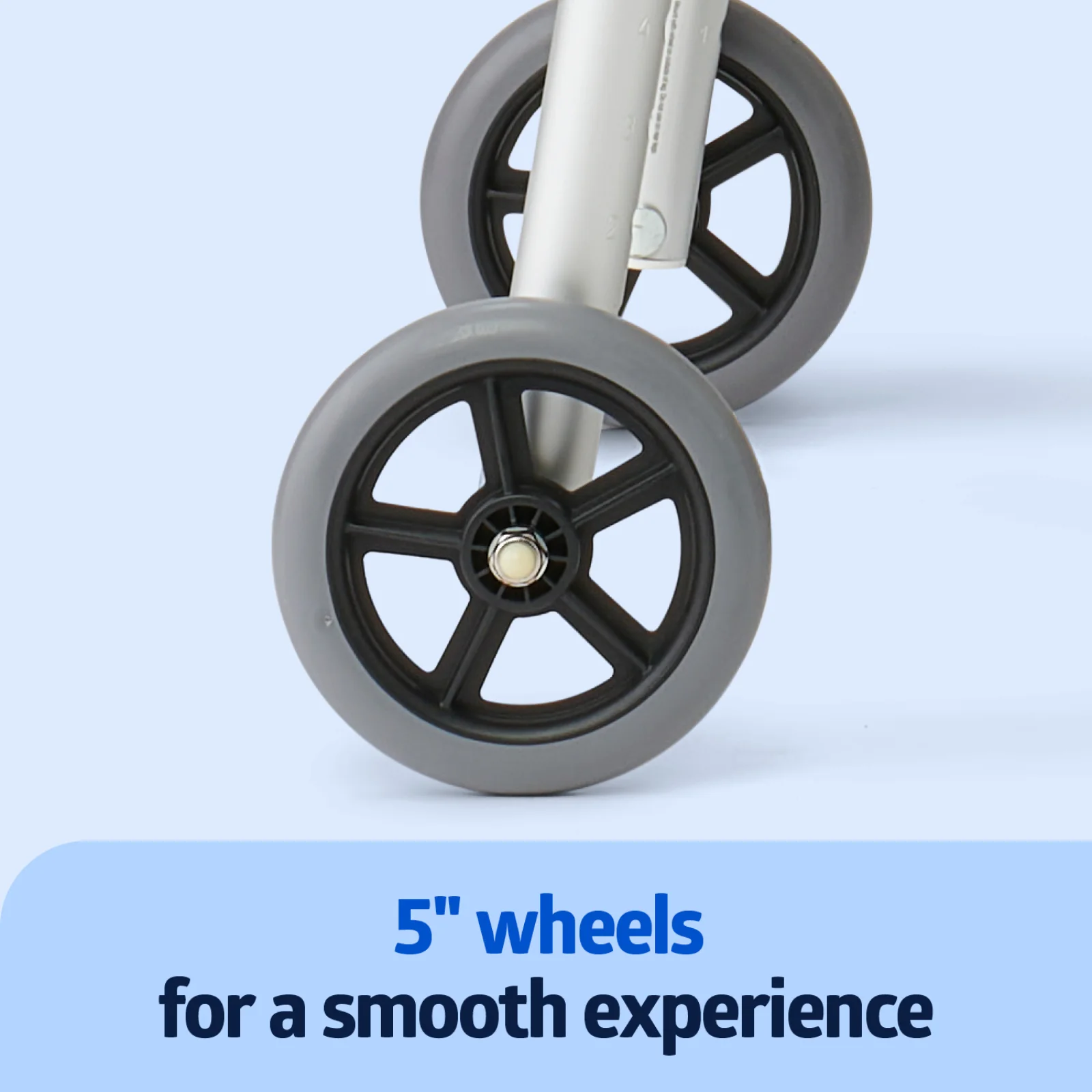 Medline Lightweight Folding Walker for Seniors with 5-Inch Wheels, Steel, Silver, 300 lb Weight Capacity - Image 7