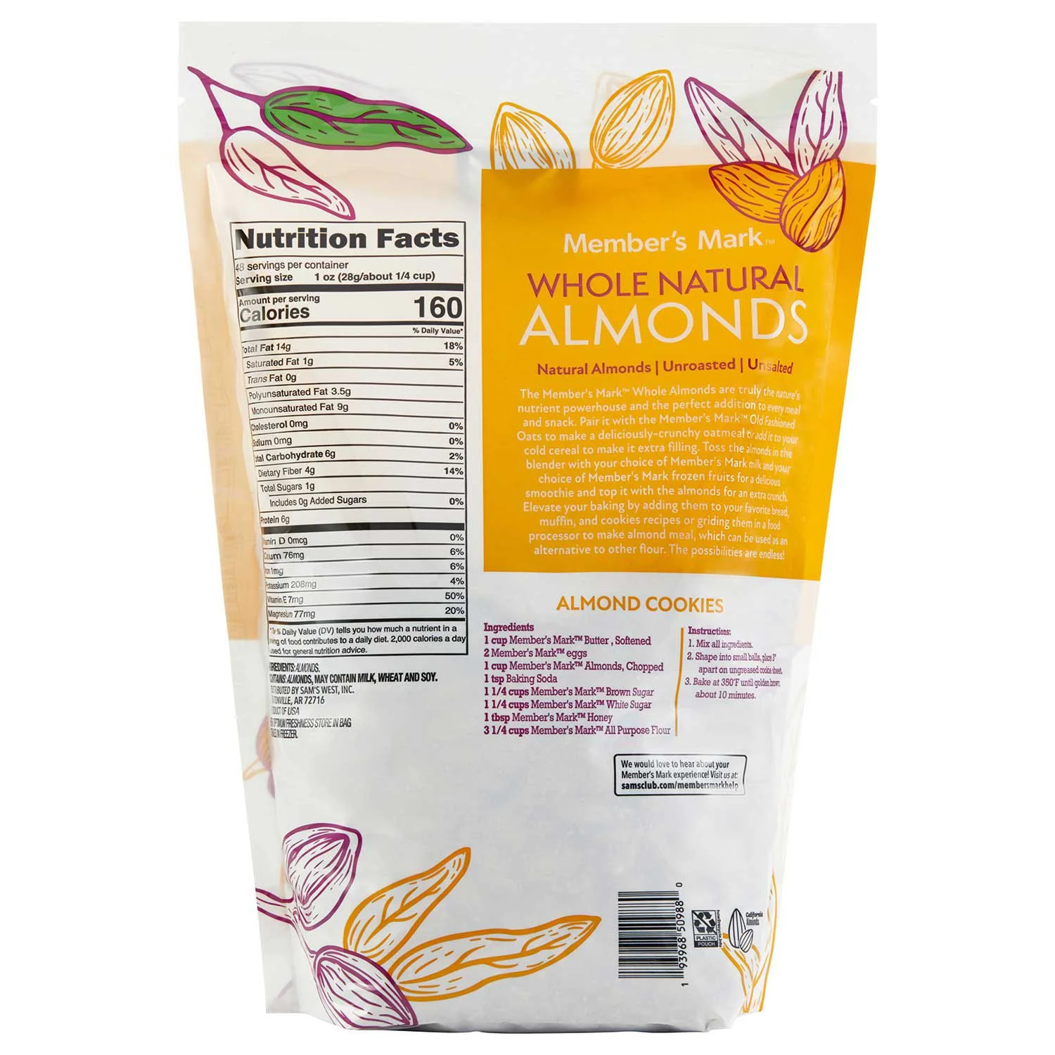 Member's Mark Whole Natural Almonds, 48 oz. - Image 6