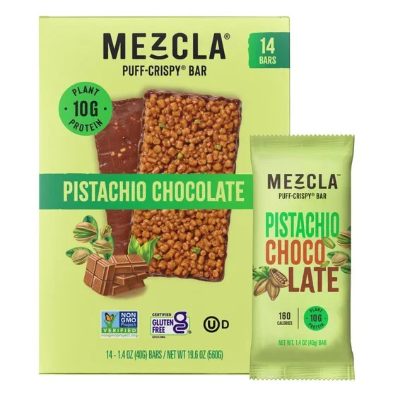 Mezcla Puff-Crispy Bar, Pistachio Chocolate, 1.4 oz, 14-count - Image 3