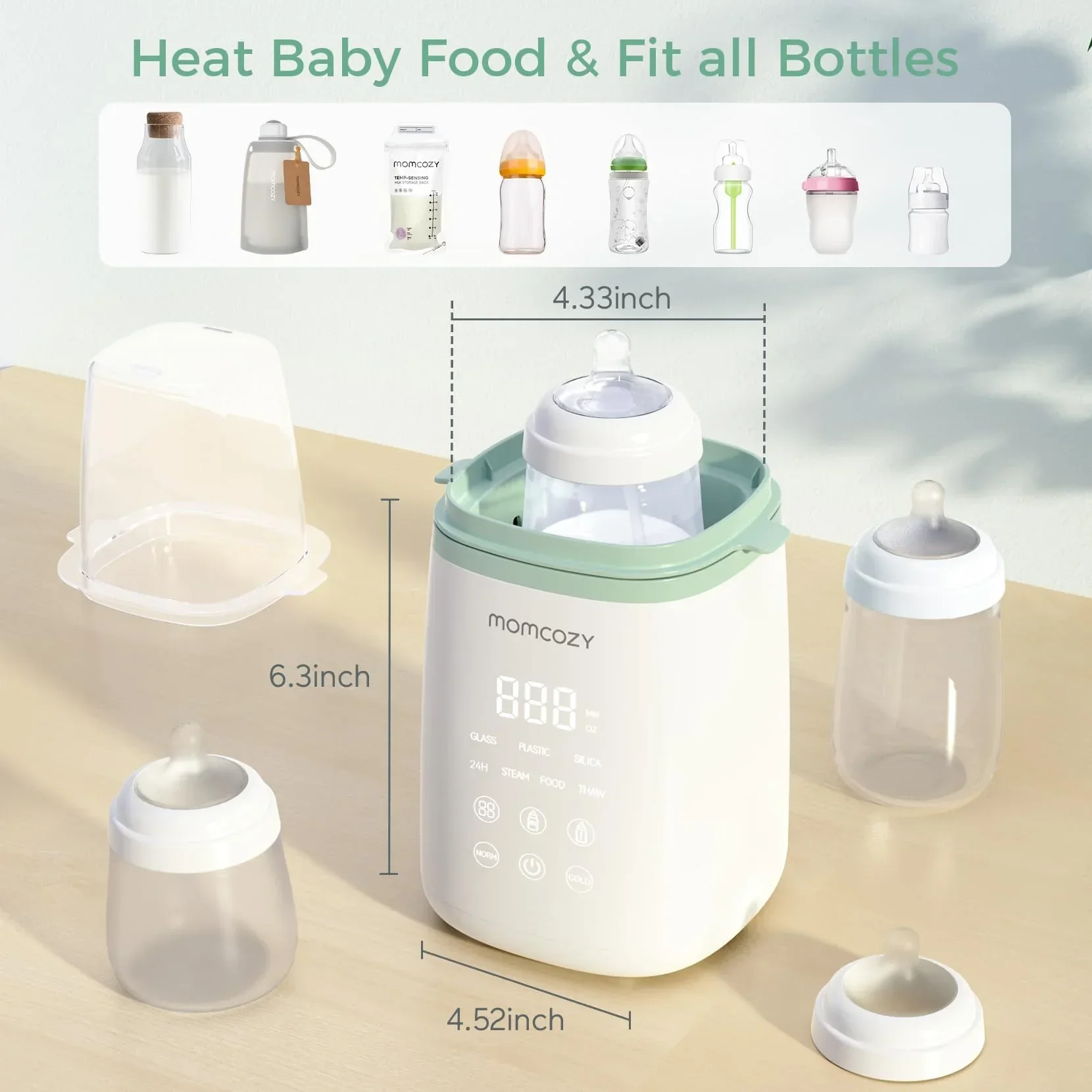 Momcozy Baby Bottle Warmer, 6-in-1 Smart Temperature Control, Fast Baby Food Heater, Steam Sterilizer & Momcozy Breastmilk Storage Bags, Temp-Sensing Discoloration Milk Storage Bags, 180ml/120 Count - Image 7