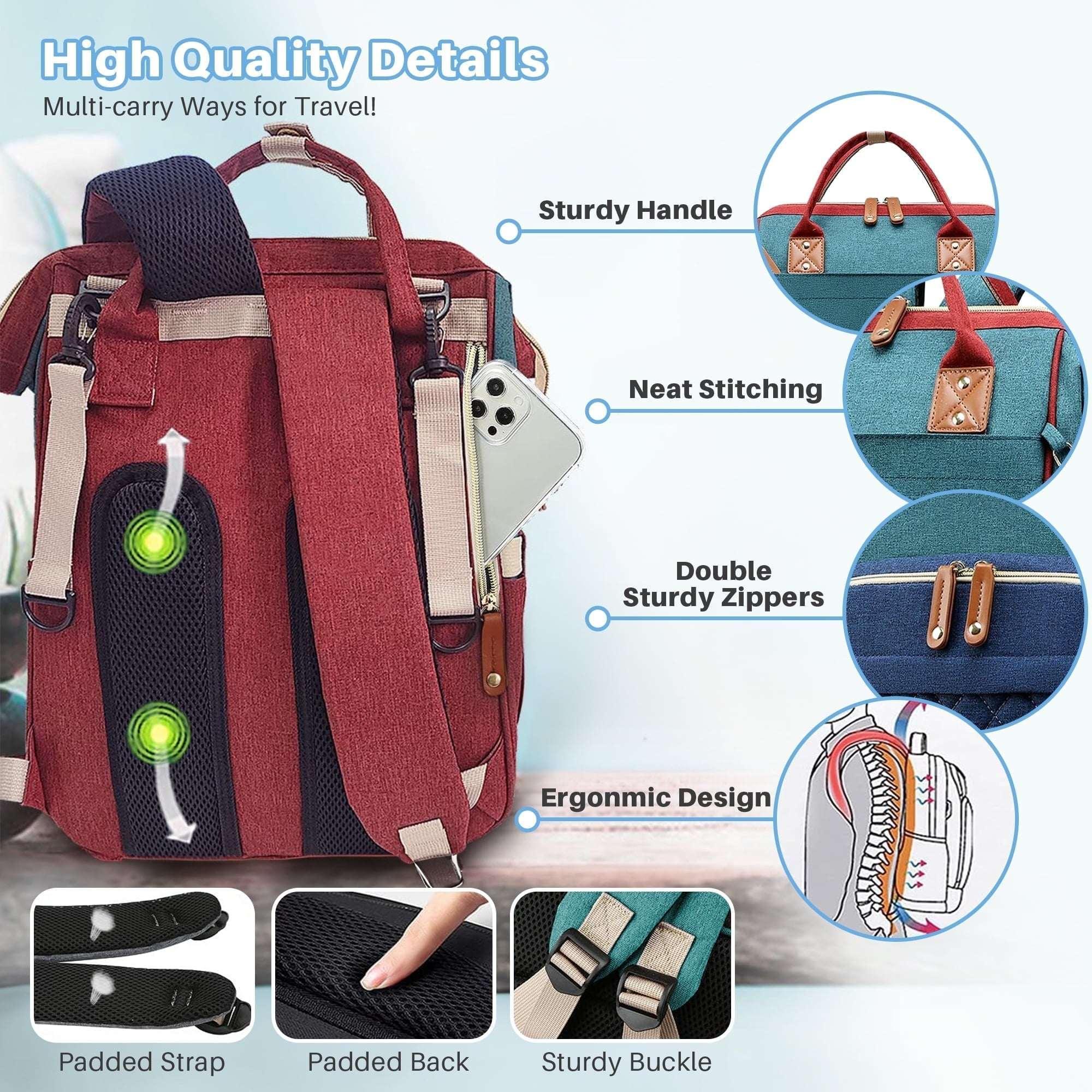 Morfone Baby Diaper Bag Backpack, Multifunction Waterproof Baby Bag with USB Charging Port, Stroller Straps & Pacifier Case Unisex, Colorful - Image 6