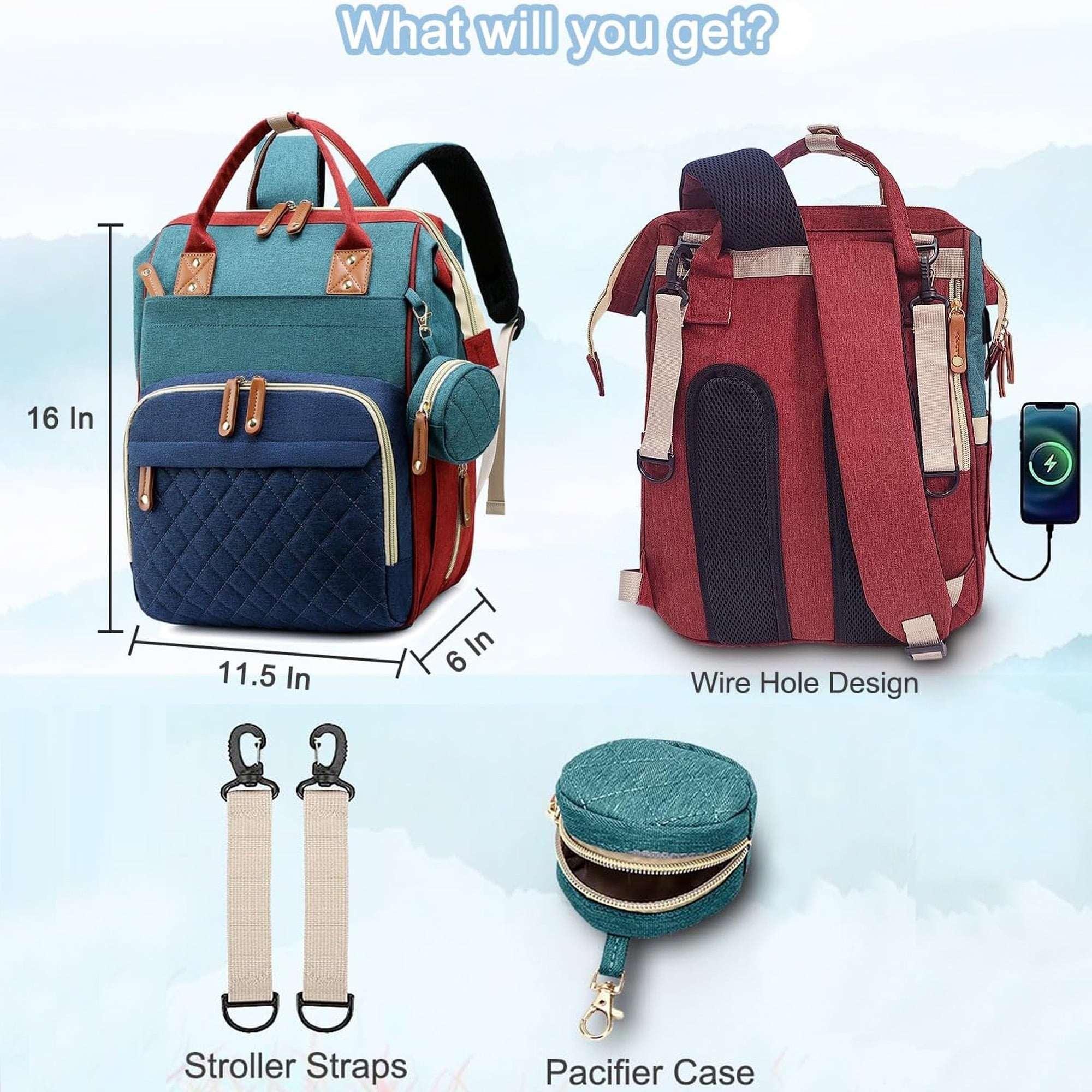 Morfone Baby Diaper Bag Backpack, Multifunction Waterproof Baby Bag with USB Charging Port, Stroller Straps & Pacifier Case Unisex, Colorful - Image 8