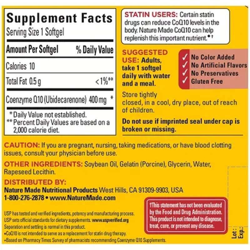 Nature Made Coenzymeq10 Softgels, 400 Mg Coq10 (90 Ct.) - Image 8