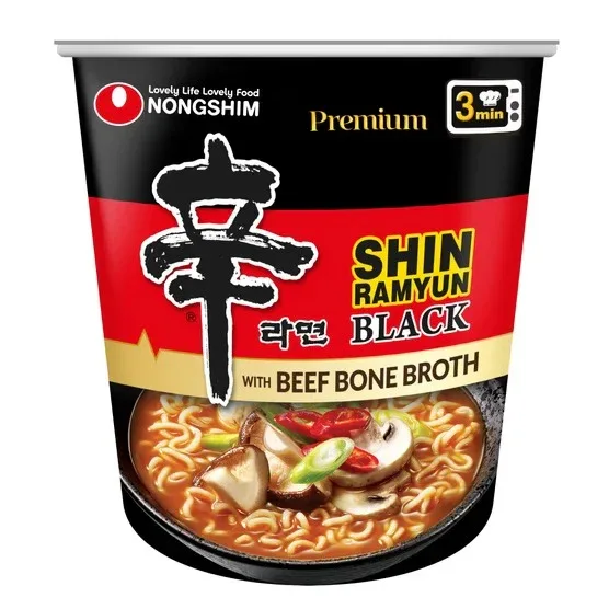 Nongshim, Shin Black Premium Noodle Soup Cups, Spicy, 3.5 oz, 8-Count - Image 3