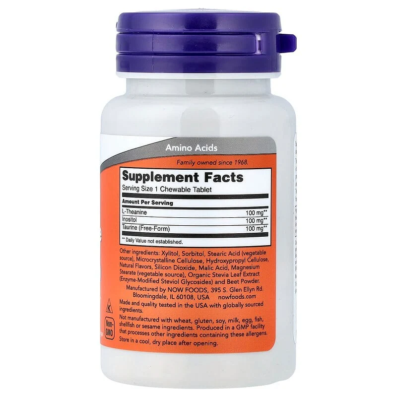 NOW Foods, Chewable L-Theanine, Berry , 90 Chewables - Image 3