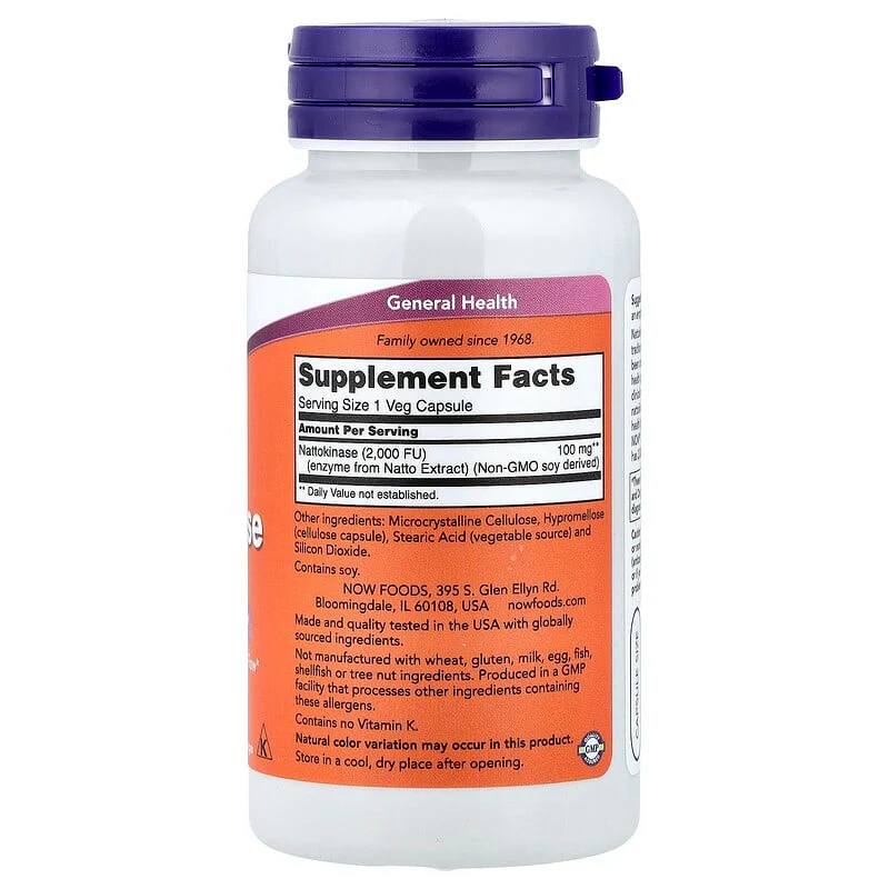 NOW Foods, Nattokinase, 100 mg, Veg Capsules - Image 8