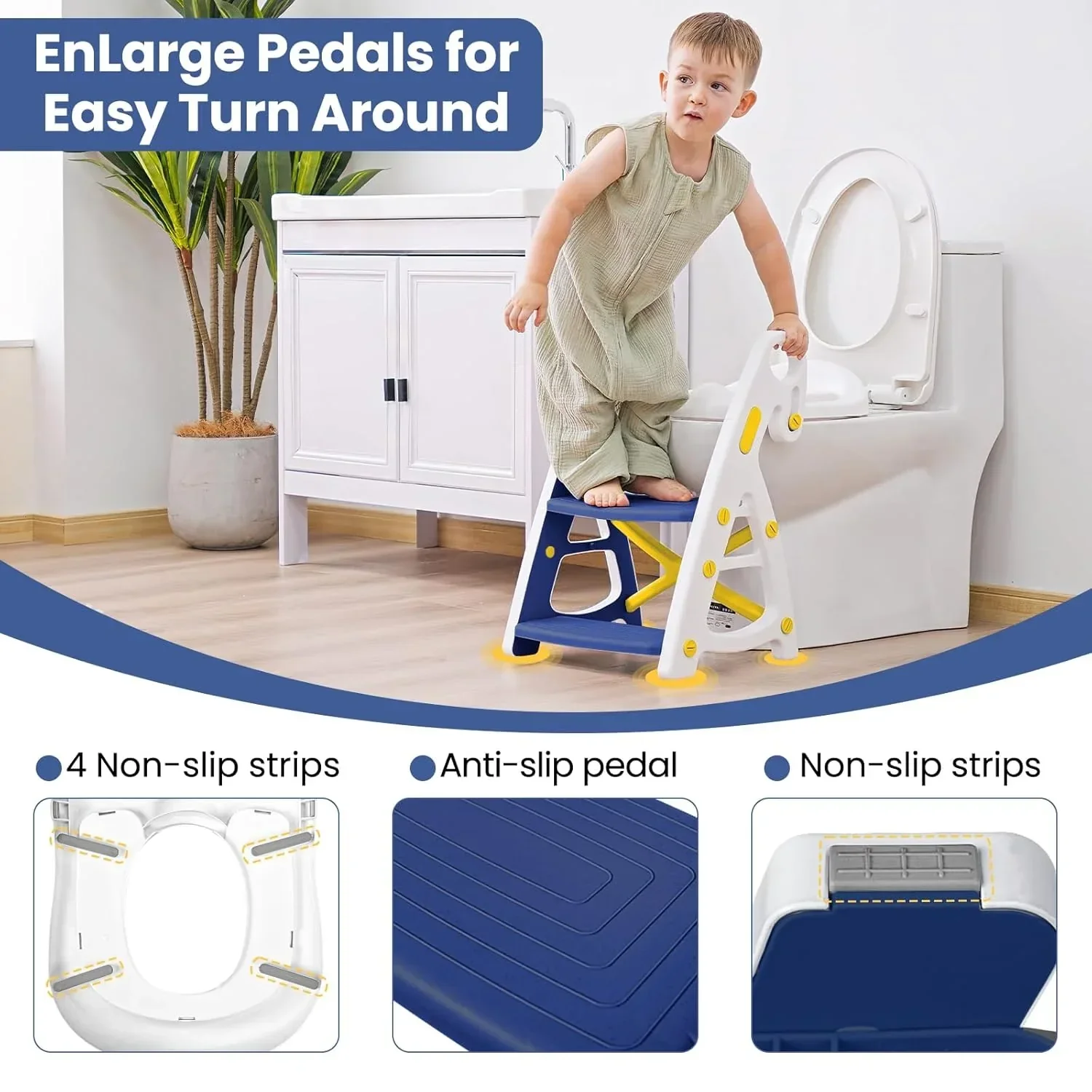 Primlect Potty Training Toilet Seat, 2 in 1 with Ladder, Adjustable Height ,for Ages 1-3, Blue - Image 4