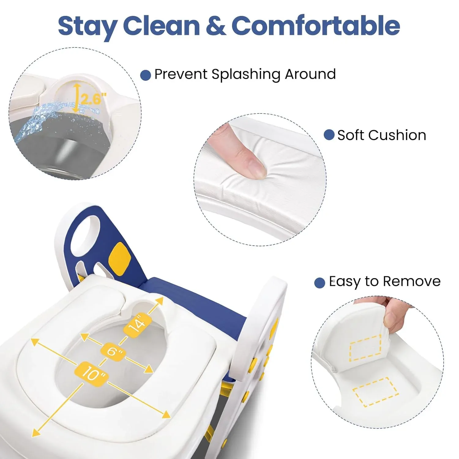 Primlect Potty Training Toilet Seat, 2 in 1 with Ladder, Adjustable Height ,for Ages 1-3, Blue - Image 6