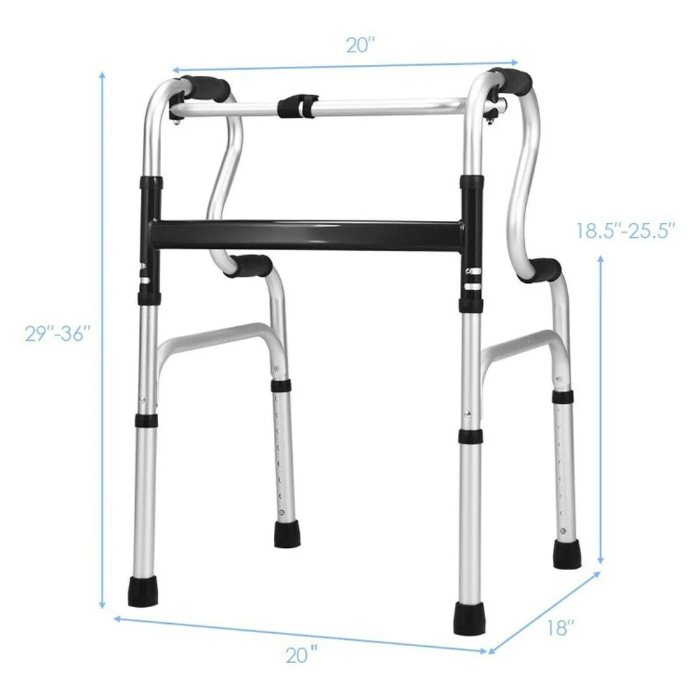 Resenkos Medical Mobility Walker,One-Button Folding Aluminum Walking Frame Walker - Image 3