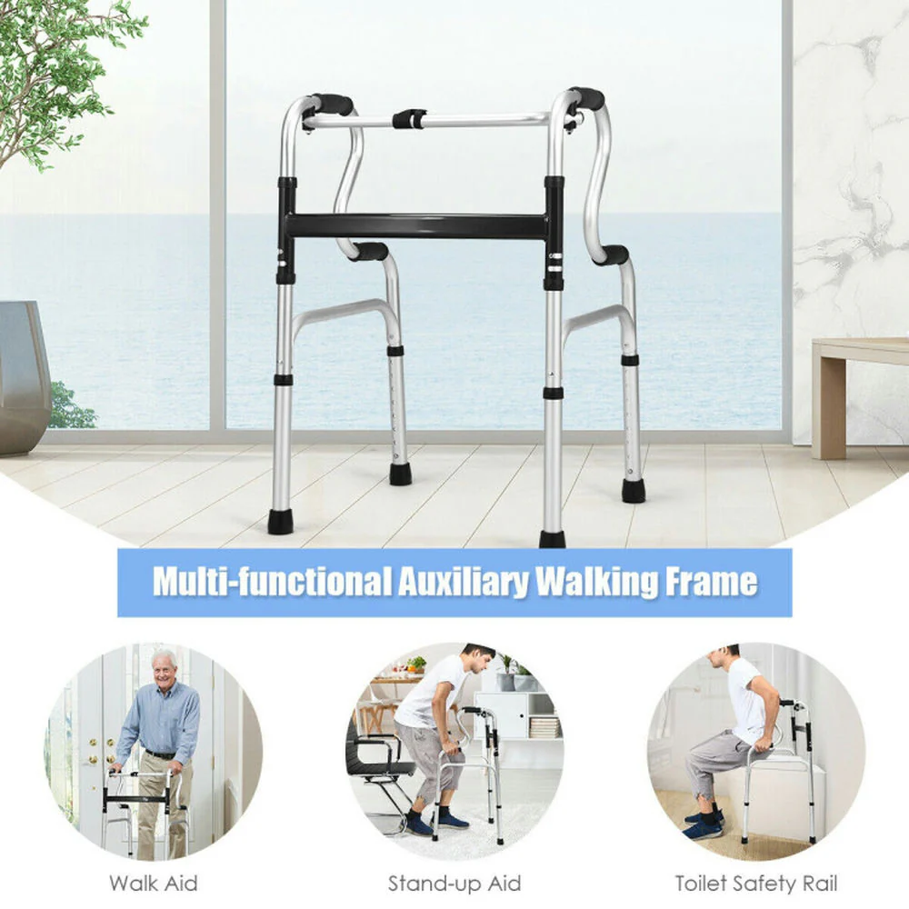 Resenkos Medical Mobility Walker,One-Button Folding Aluminum Walking Frame Walker - Image 8