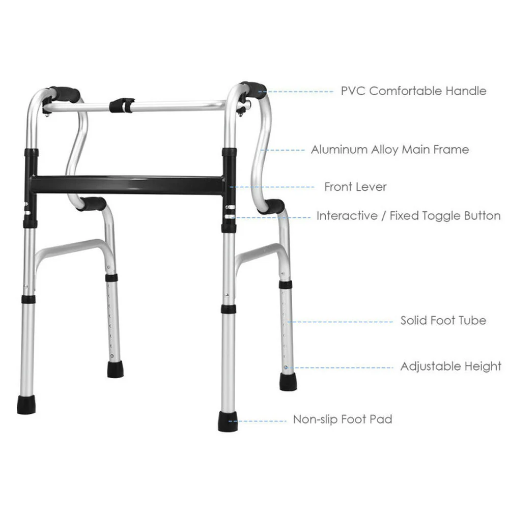 Resenkos Medical Mobility Walker,One-Button Folding Aluminum Walking Frame Walker - Image 9