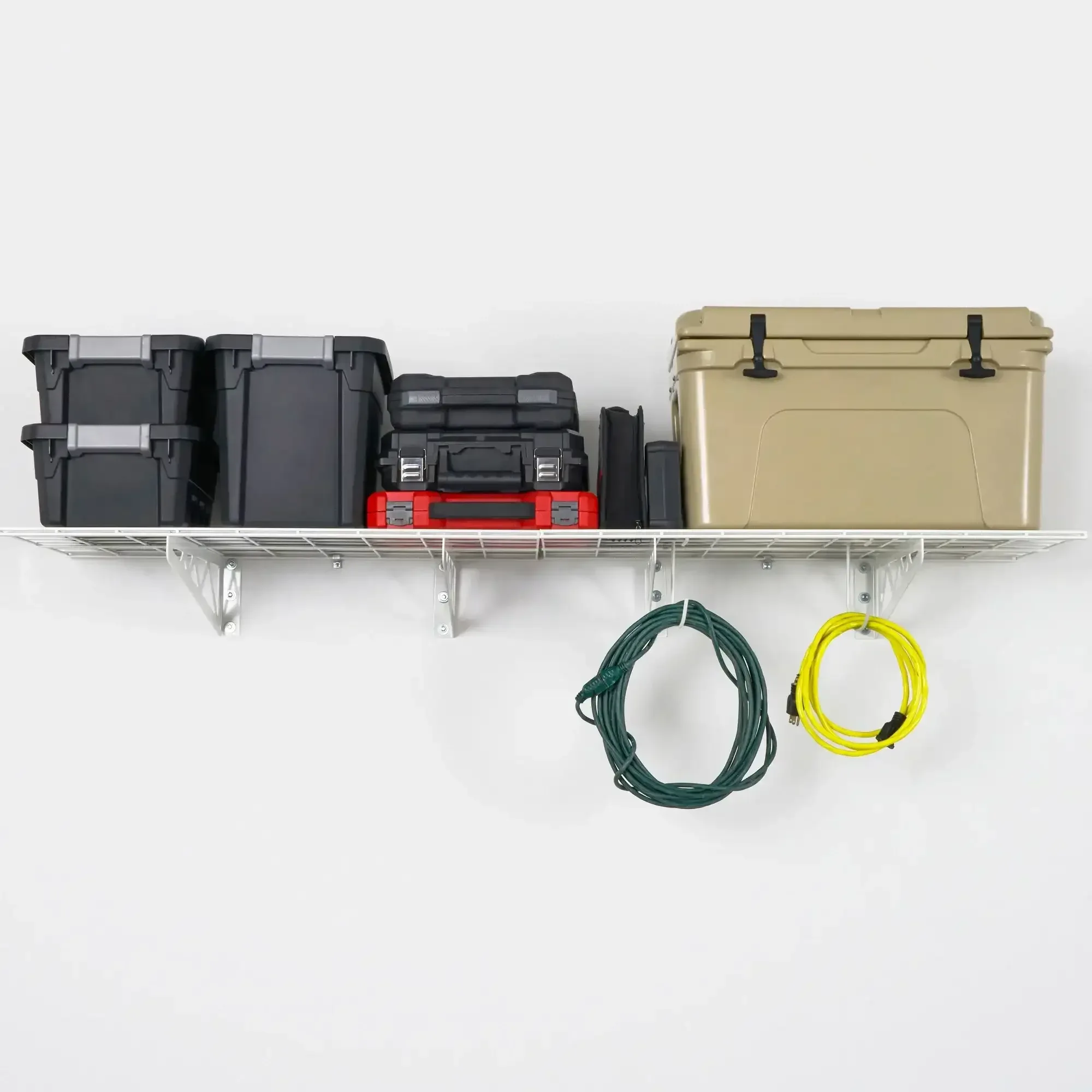 SafeRacks Wall Shelf Combo Kit, Two Shelves, Four Deck Hooks - Image 3