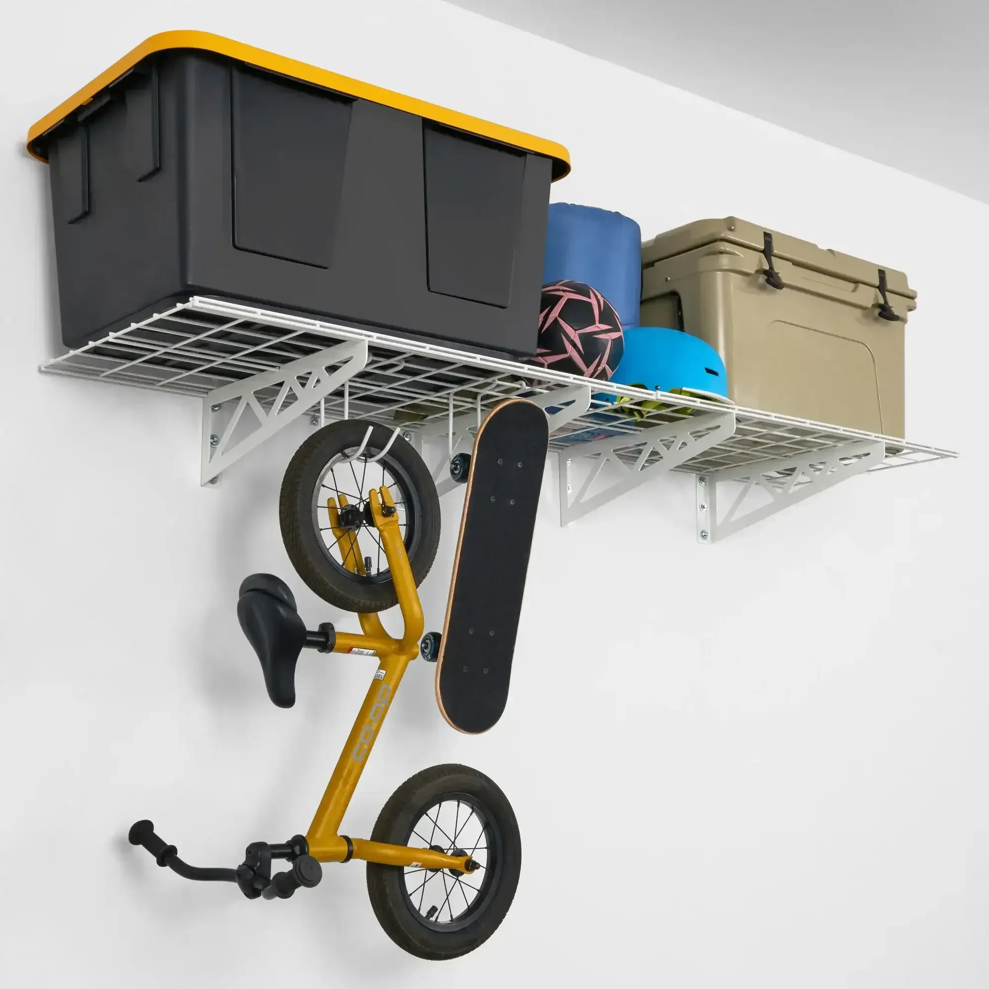 SafeRacks Wall Shelf Combo Kit, Two Shelves, Four Deck Hooks - Image 4