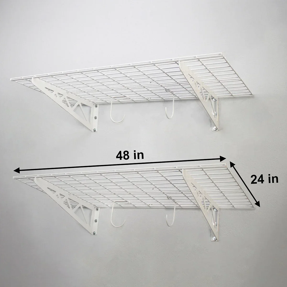 SafeRacks Wall Shelf Combo Kit, Two Shelves, Four Deck Hooks - Image 6