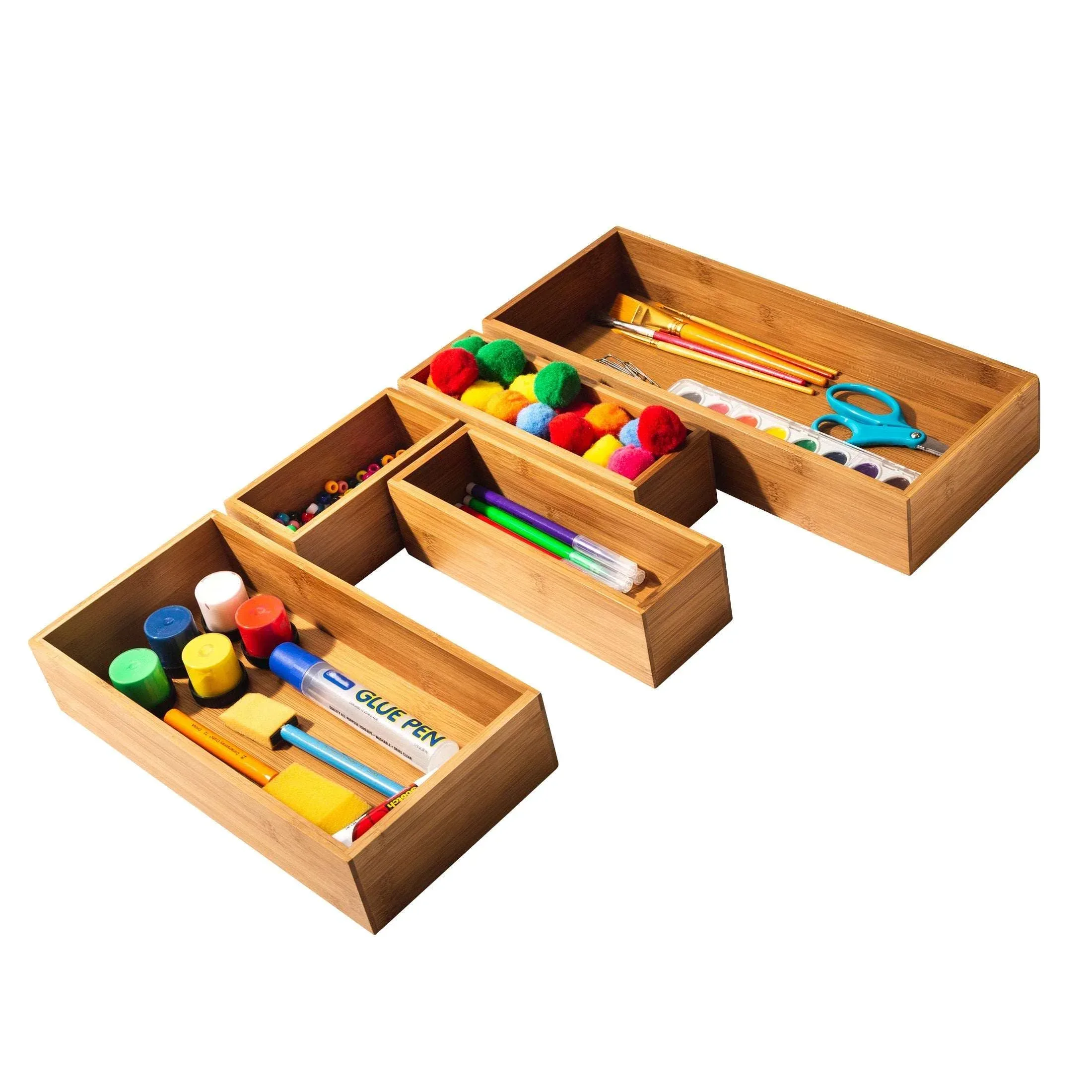 Seville Classics 10-piece Bamboo Storage Box Organizer Set - Image 6