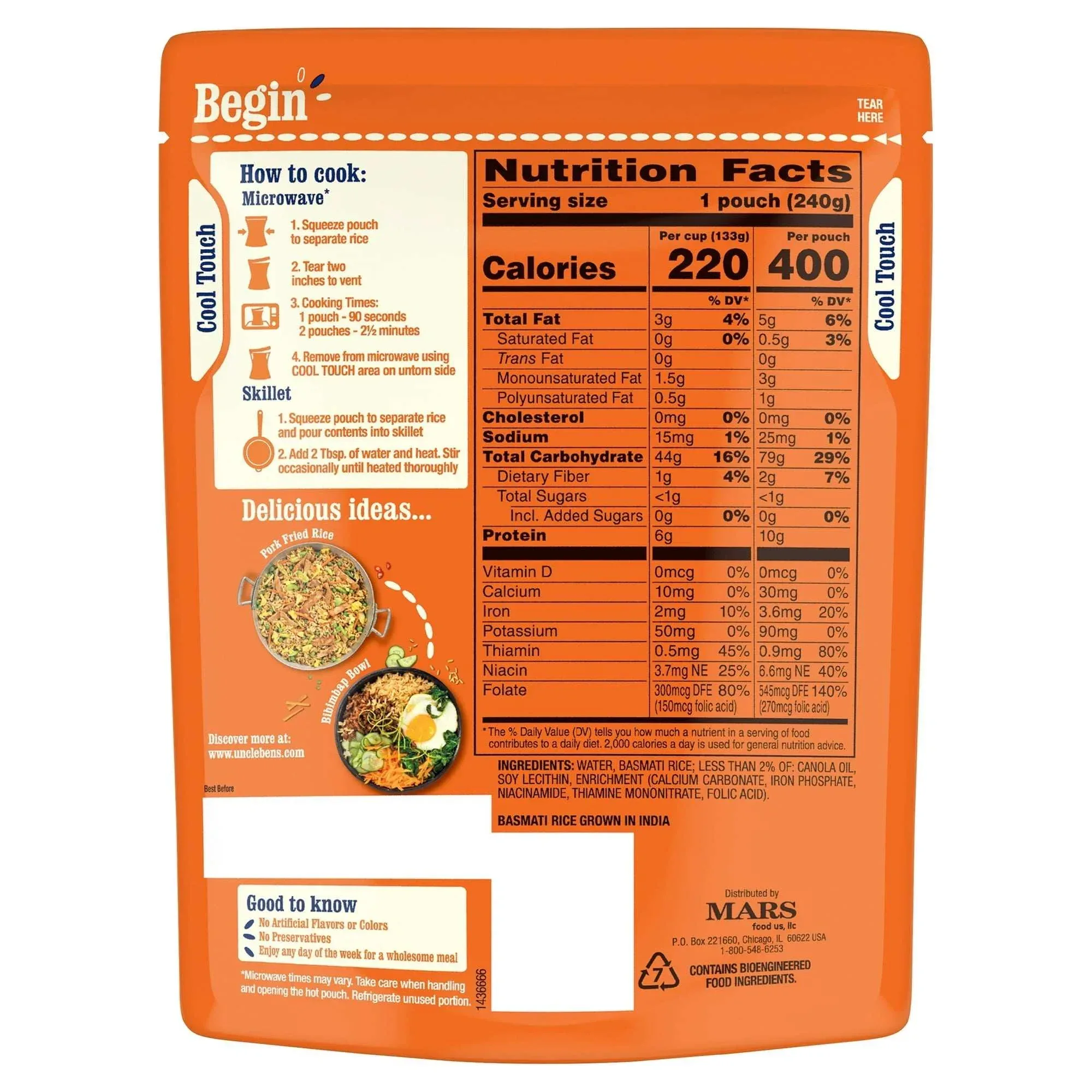 Uncle Ben's Ready Rice Basmati Rice, 8.5 oz SIDE - Image 10