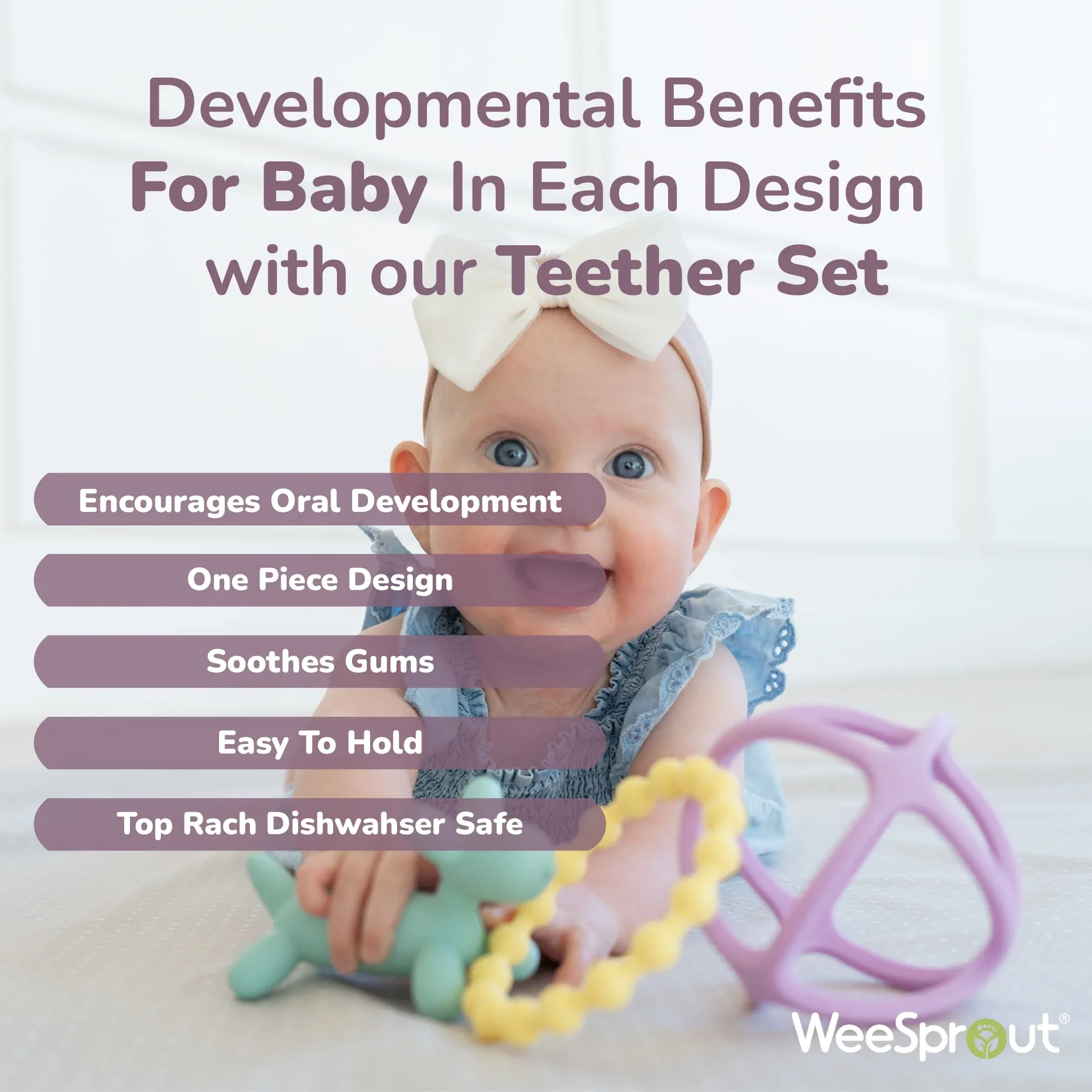 WeeSprout Teethers for Baby, Silicone Toys for Infant Teething - Image 3