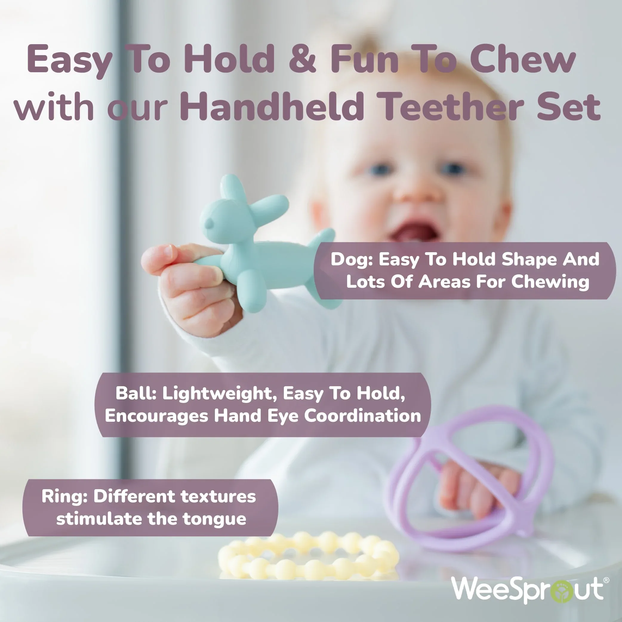 WeeSprout Teethers for Baby, Silicone Toys for Infant Teething - Image 4